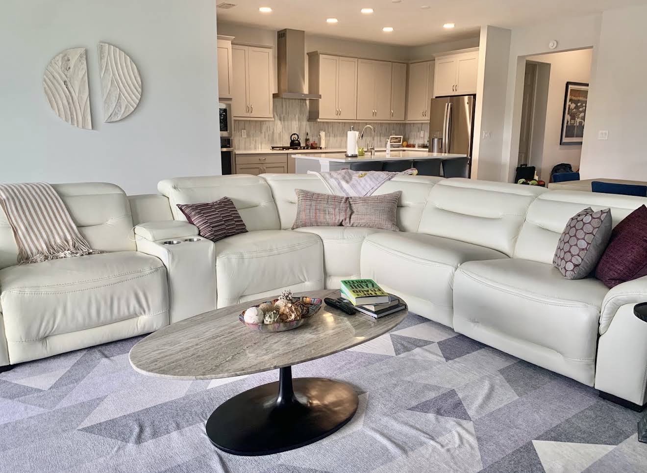 Open living room and kitchen after a full home cleaning